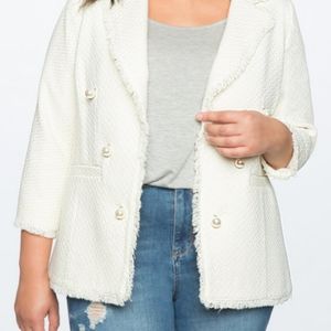 Eloquii Women's Double Breasted Tweed Blazer
